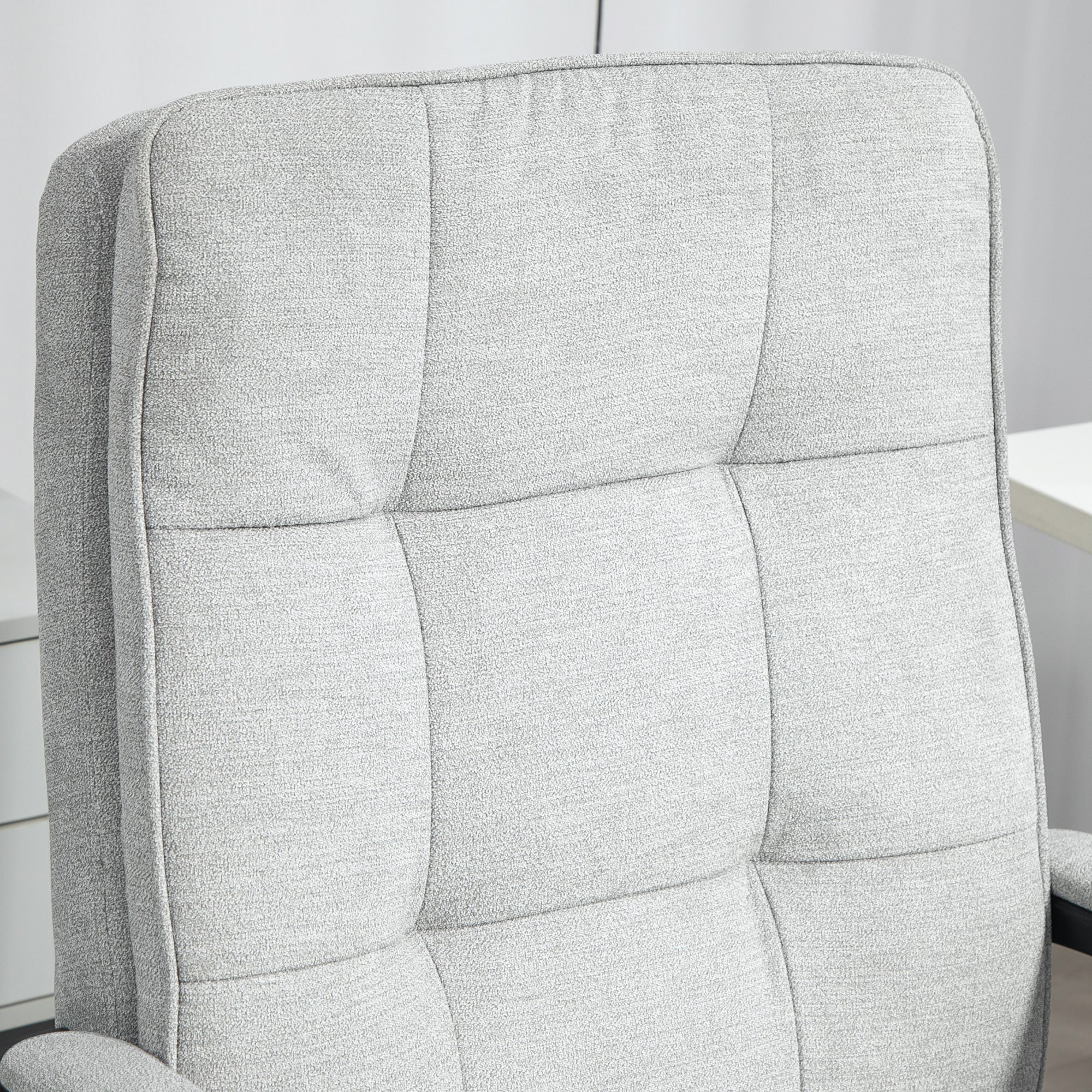 Linen-Look Double-Padded Office Chair - Grey
