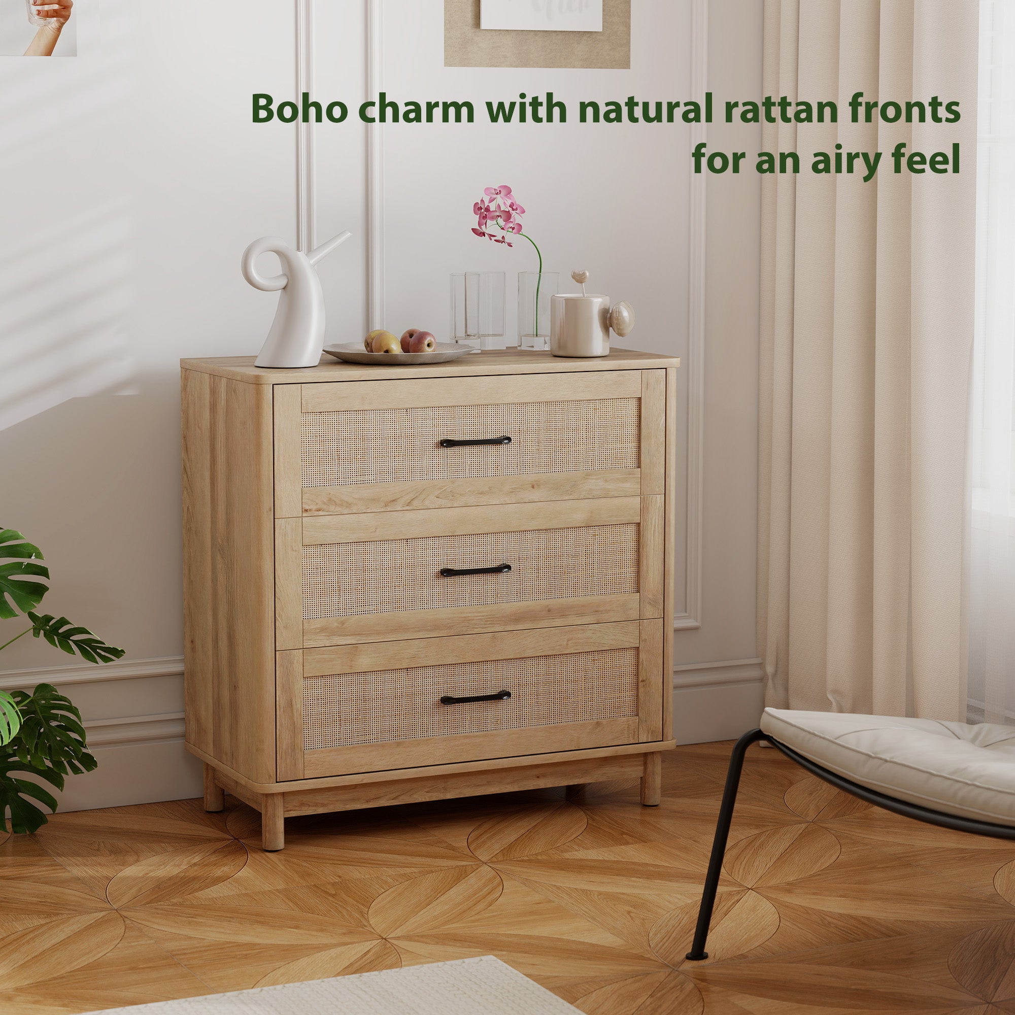76 cm Wide Drawer Chest of Drawers with 3 Drawer - Oak