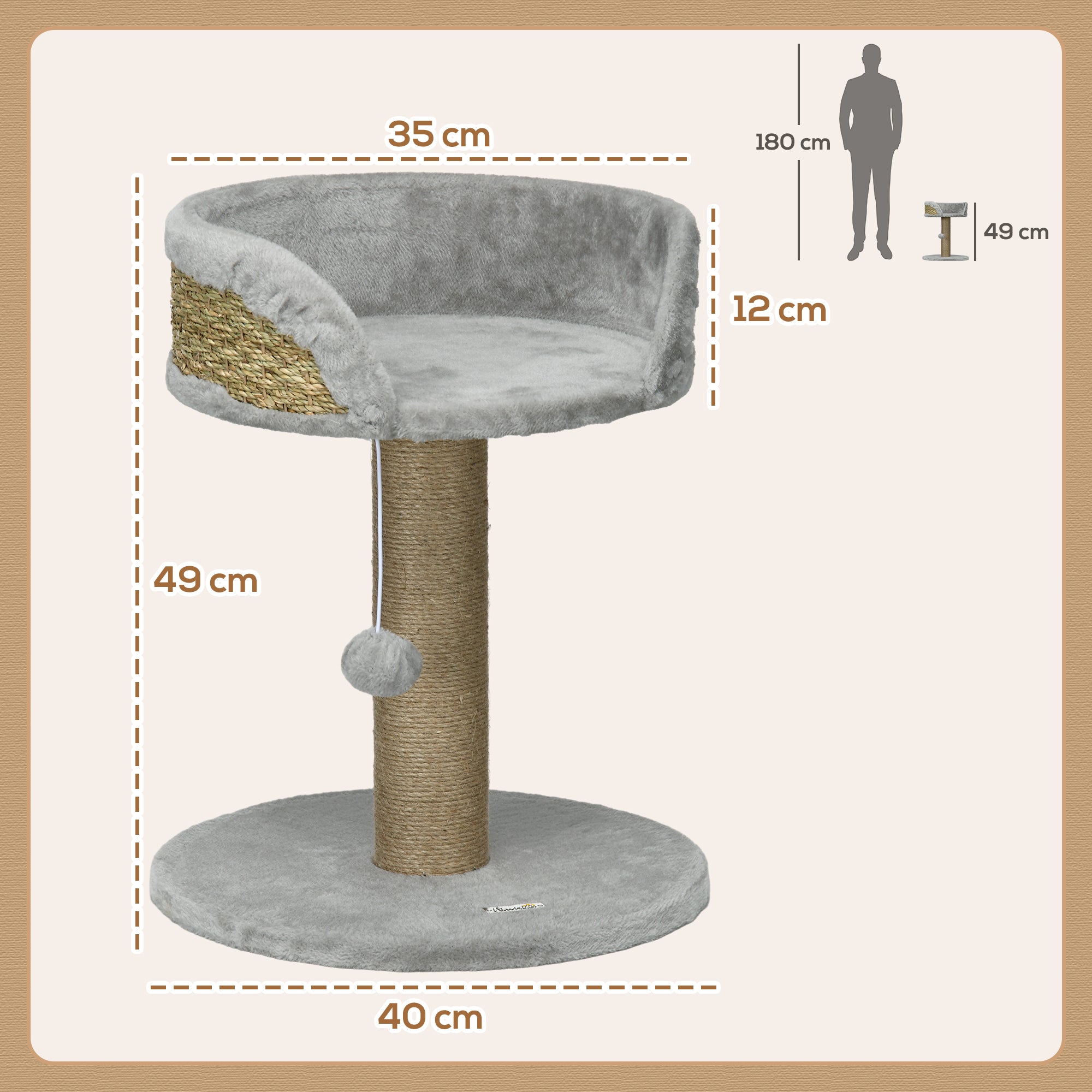 Cat Tree Tower with Scratching Posts, Grey