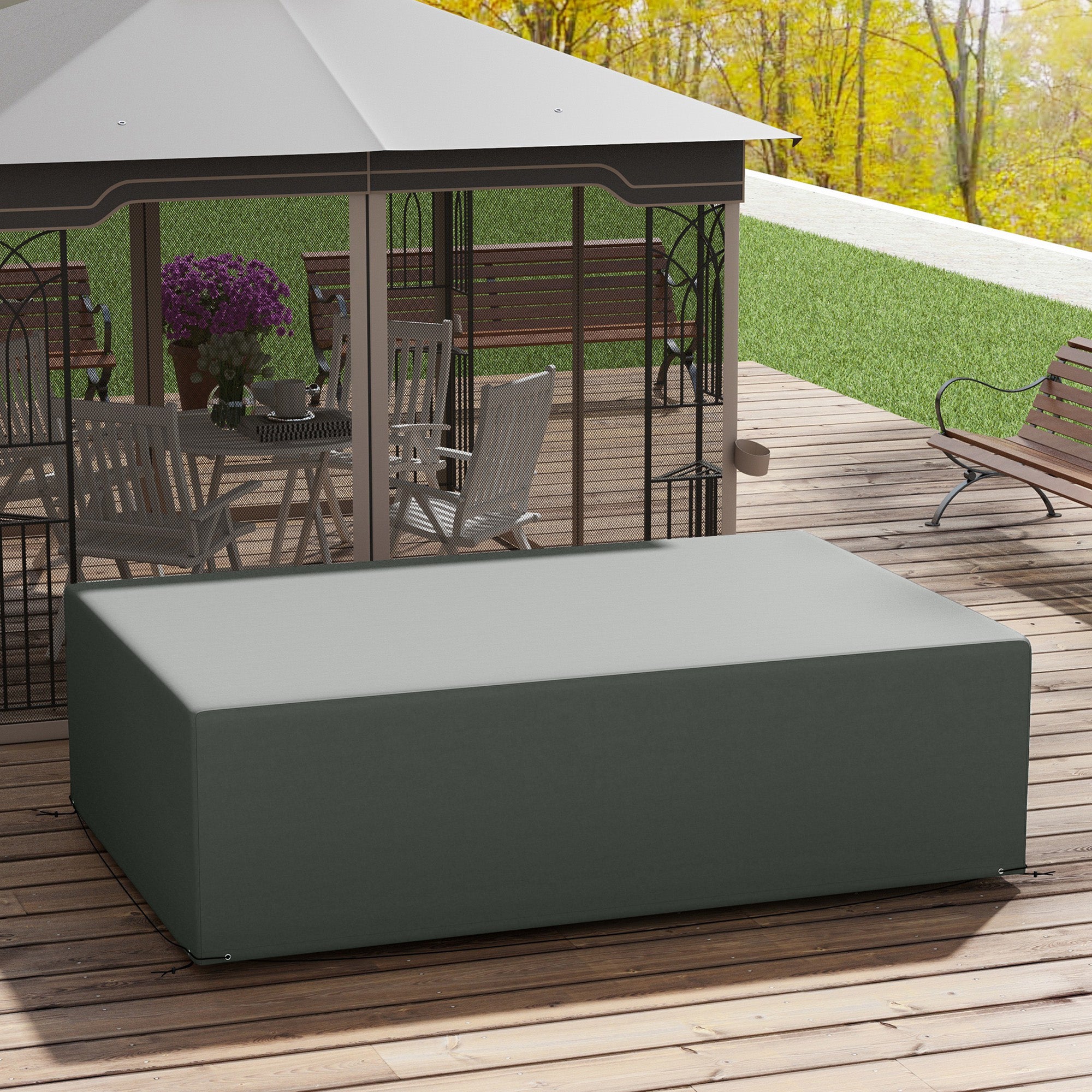 Waterproof Outdoor Garden Table Cover 245x165x66 cm Oxford 600D - Dark Grey