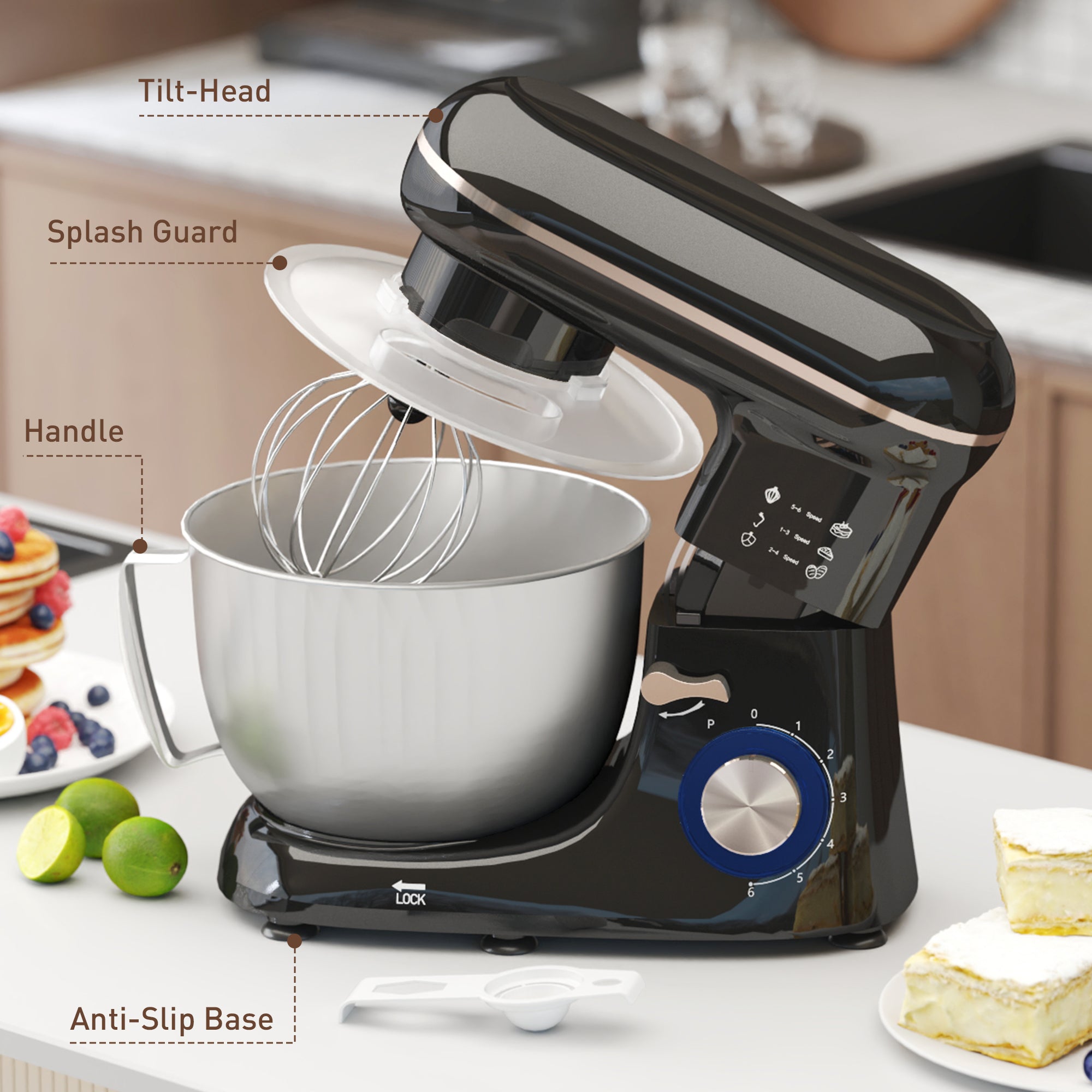 1300W Kitchen Stand Mixer with Accessories 4.5L Bowl - Black