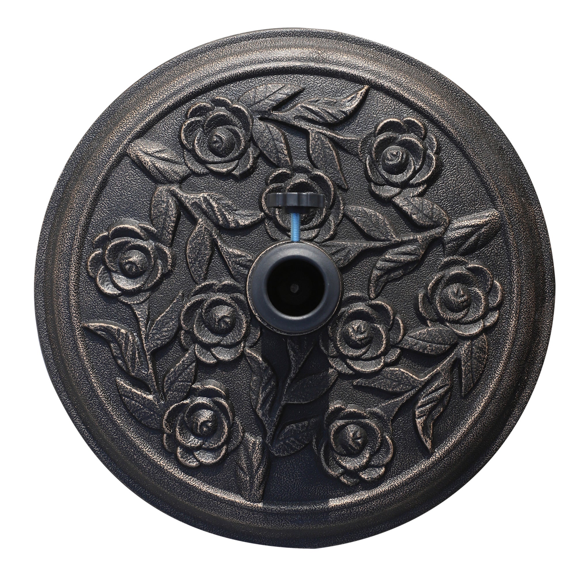 9kg Garden Parasol Base, Round Resin Sun Umbrella Base, Outdoor Umbrella Stand for 38mm or 48mm Outdoor Umbrella Poles, Bronze Tone