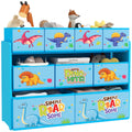 3 Tier Kids Storage Unit with 9 Fabric Boxes for Organised Bedroom - Blue