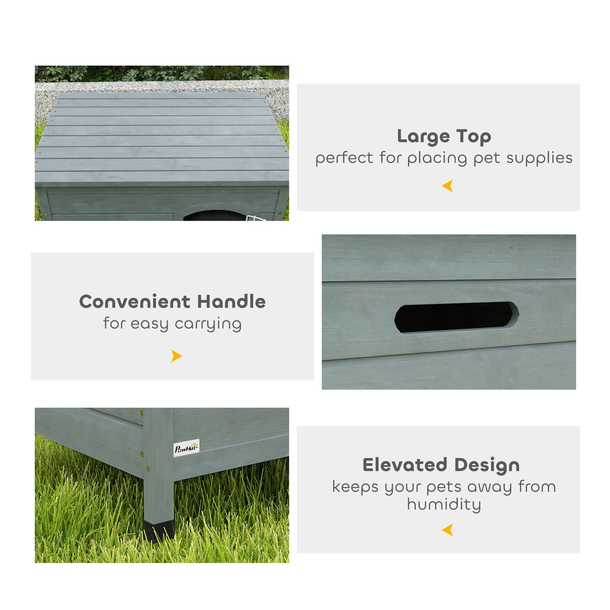 Wooden Dog House with Removable Bottom, Wire Door, Openable Top, Pet Shelter for Small Dog, 80 x 55 x 53.5cm, Dark Grey