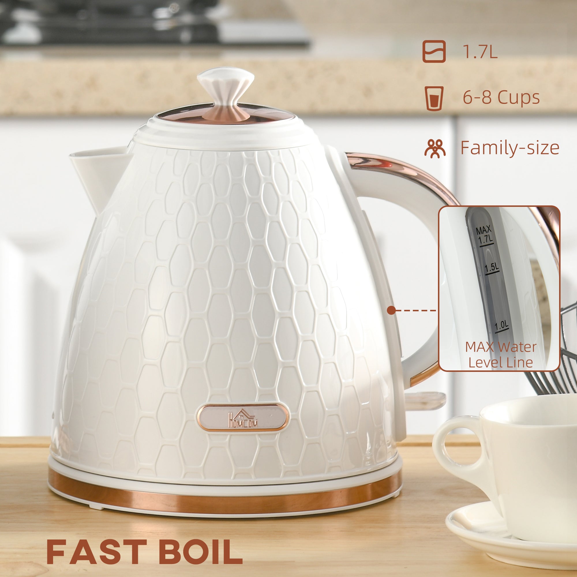 3kW Rapid Boil Honeycomb Kettle - Cream