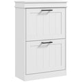 Two-Drawer Minimalistic Shoe Storage Cabinet for 10 Pairs - White