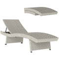 Outdoor PE Rattan Sun Lounger with Adjustable Backrest and Wheels - Grey