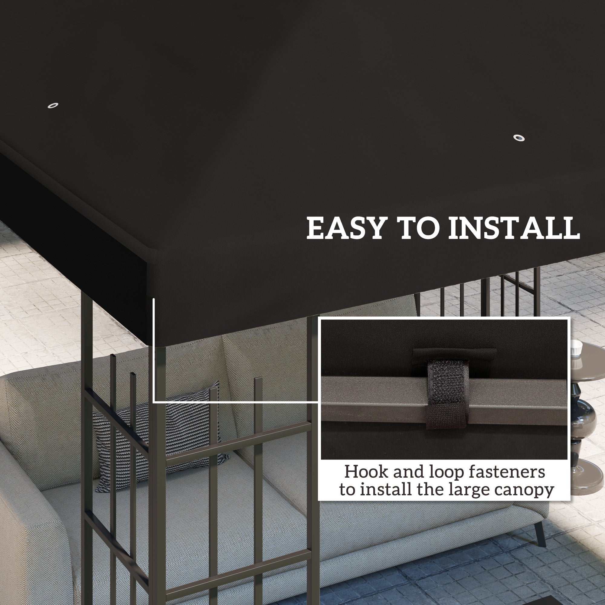 3 Piece Polyester Gazebo Canopy Replacement with UPF30 Black