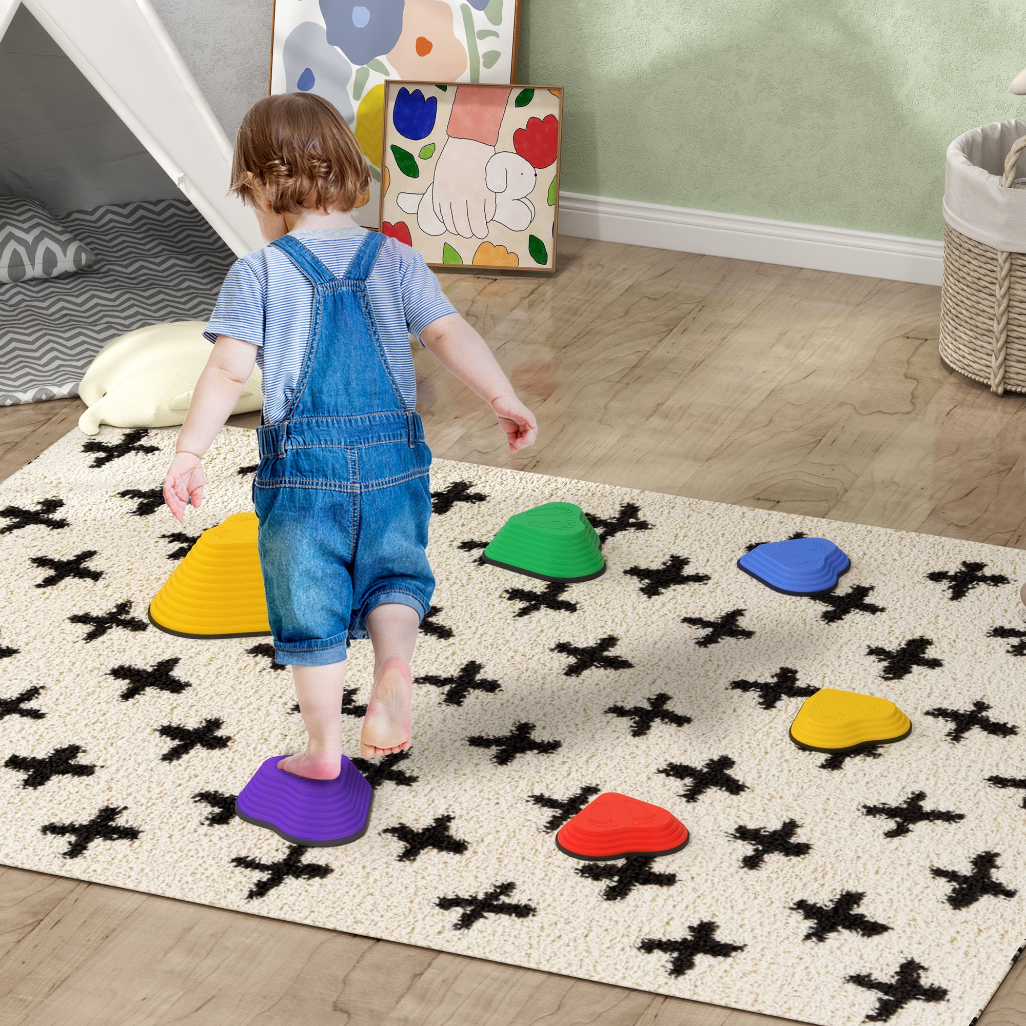 6PCs Heart-Shaped Kids Stepping Stones Balance & Motor Skills, Multicoloured