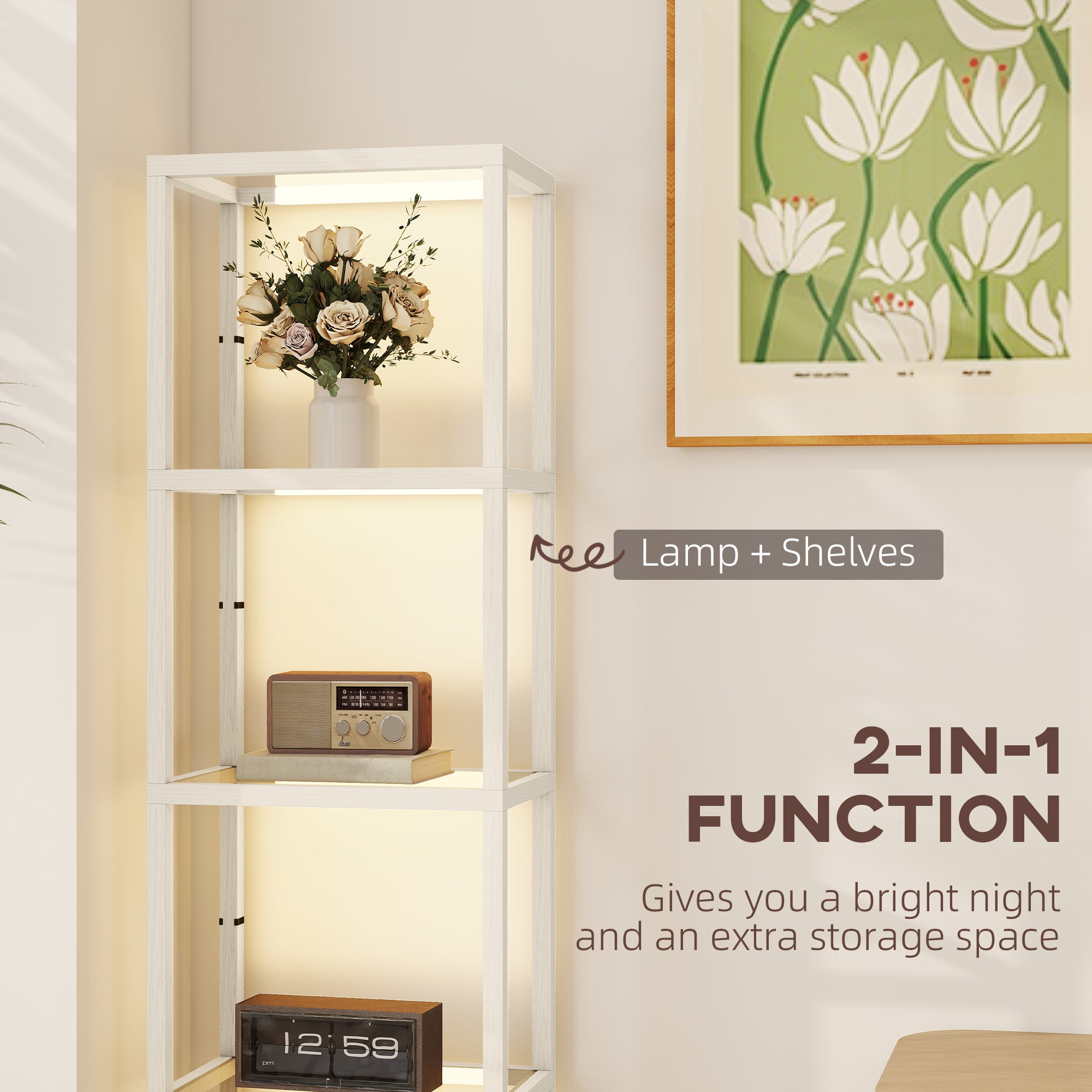 Four-Shelf Floor Lamp - Bleached Oak