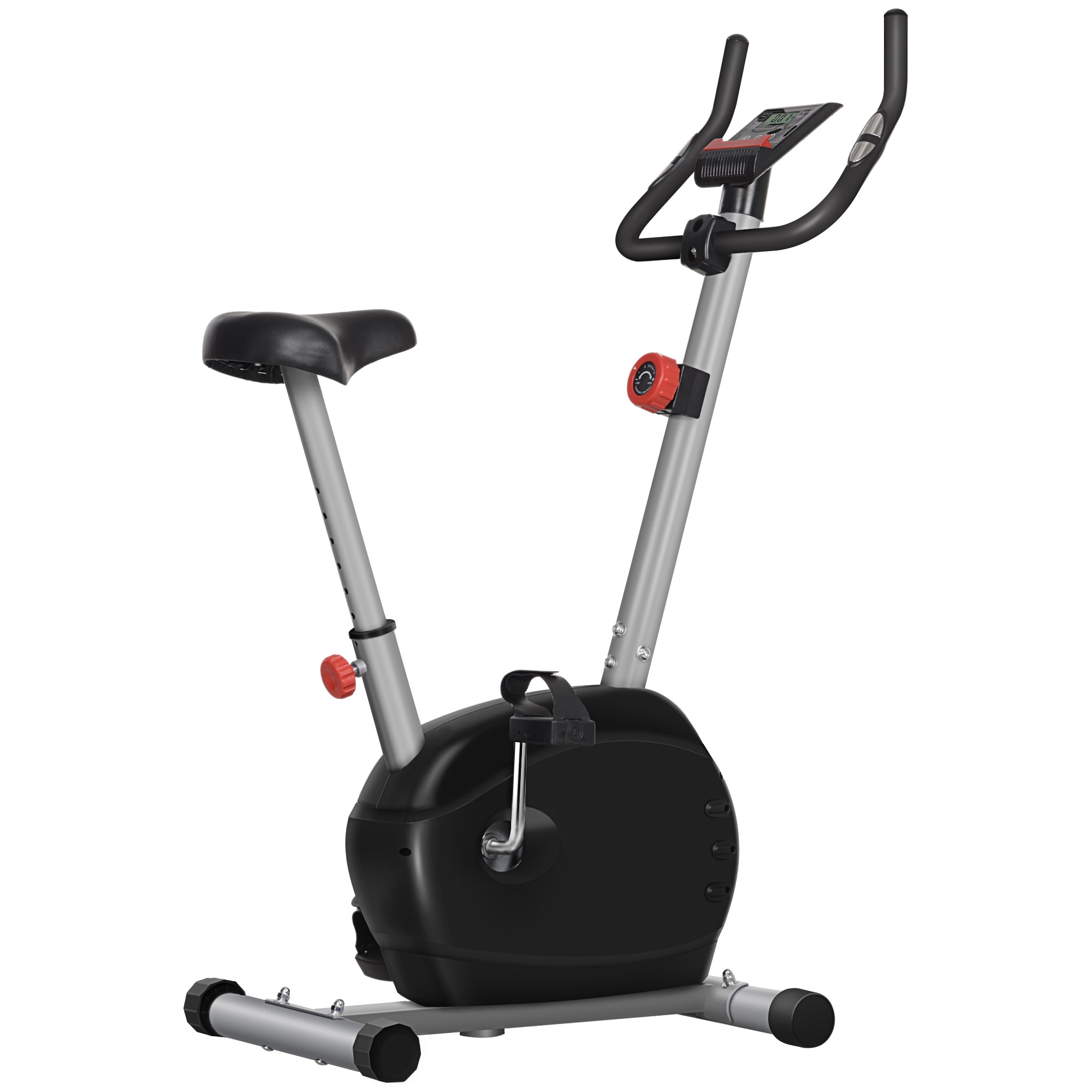 Quiet Exercise Bike with 8-Level Magnetic Resistance and Heart Rate Sensor, for Home Gym, Grey and black