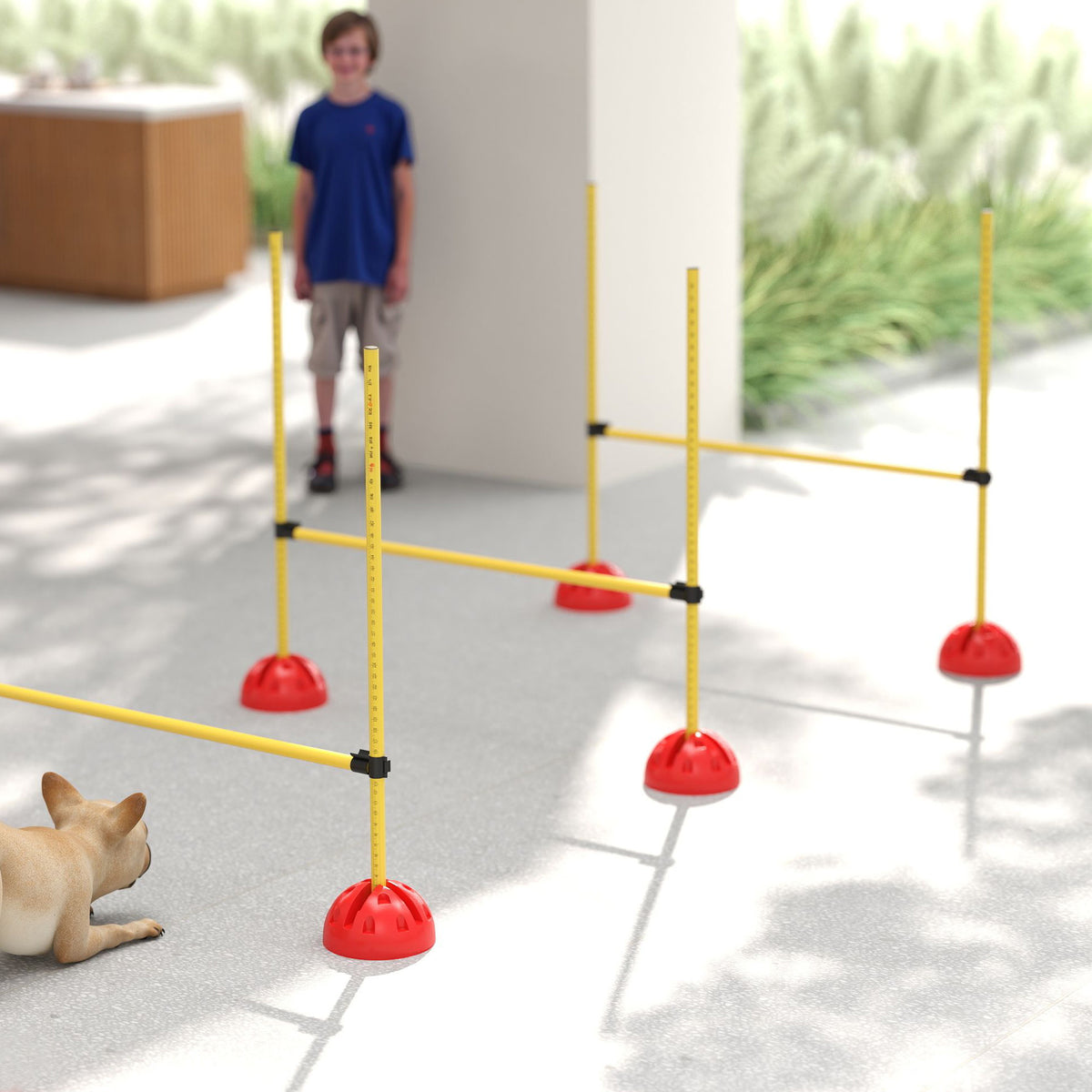 4 Piece Adjustable Dog Agility Hurdle Set with Carry Bag - Yellow