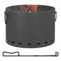 38cm Portable Smokeless Fire Pit with Spark Screen - Dark Grey