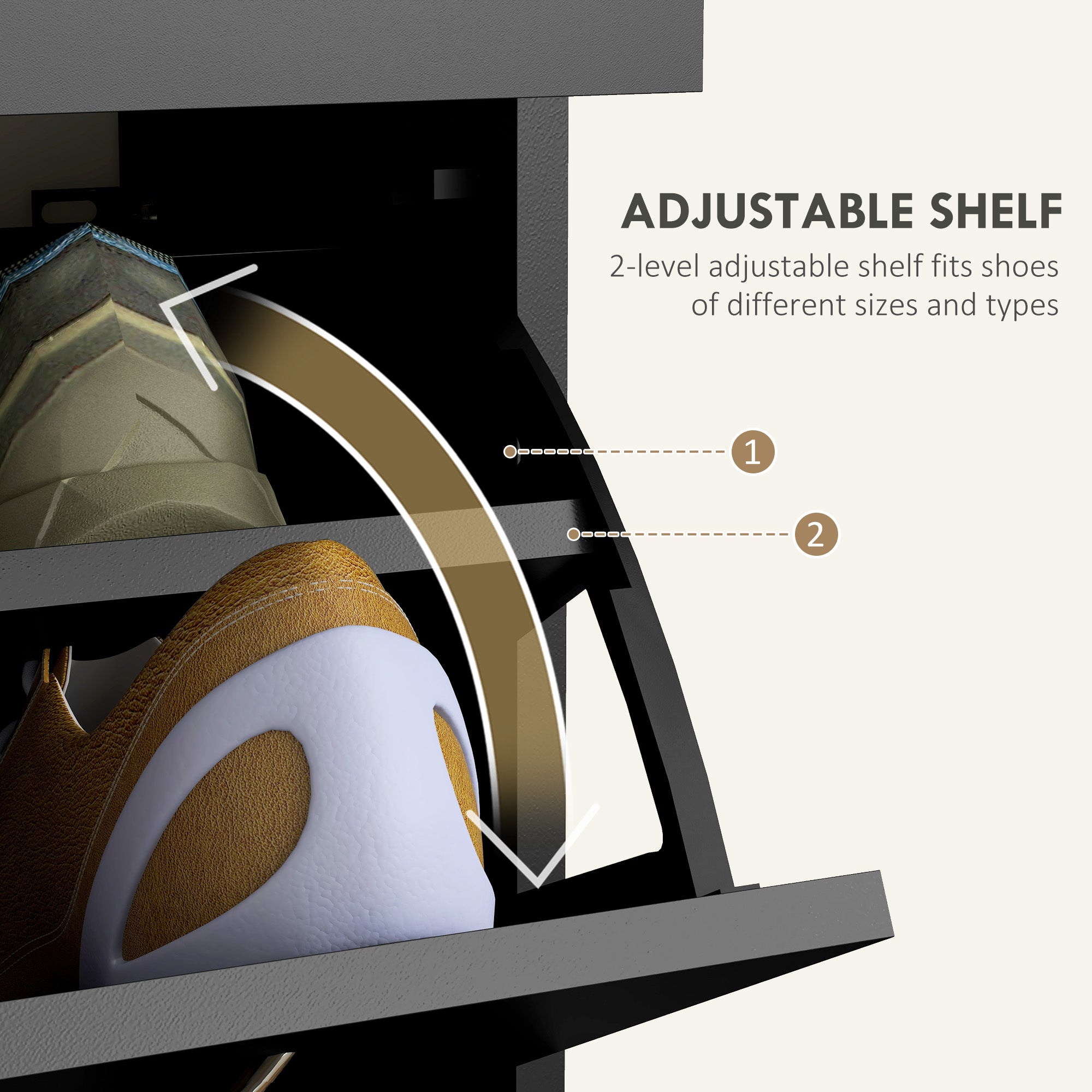 Narrow Shoe Storage with 2 Flip Drawers and Adjustable Shelves Shoe Cabinet Organizer for 12 Pairs of Shoes, Black