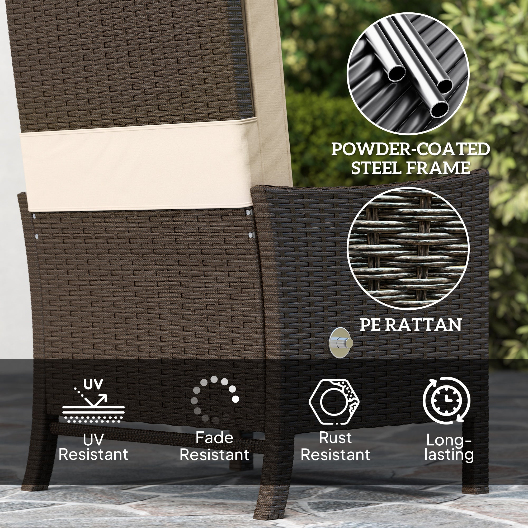 5 Piece Rattan Garden Furniture Set with Cushions and Glass Table Khaki