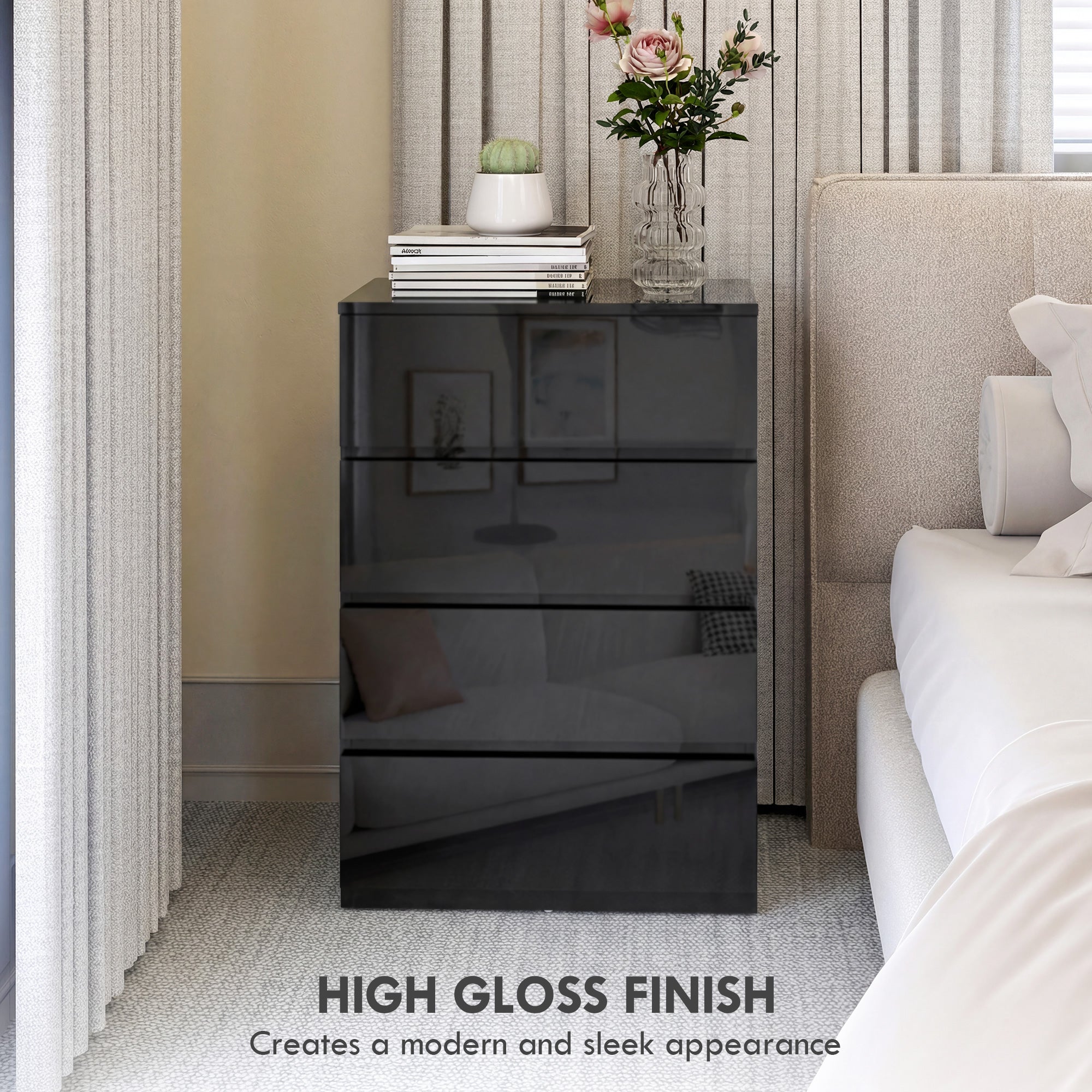 Chest of Drawers, 4-Drawer Storage Cabinets, Modern Dresser, Storage Drawer Unit for Bedroom