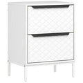 Chest of Drawers, Dresser with 2 Fabric Drawers and Aluminium Handles - White