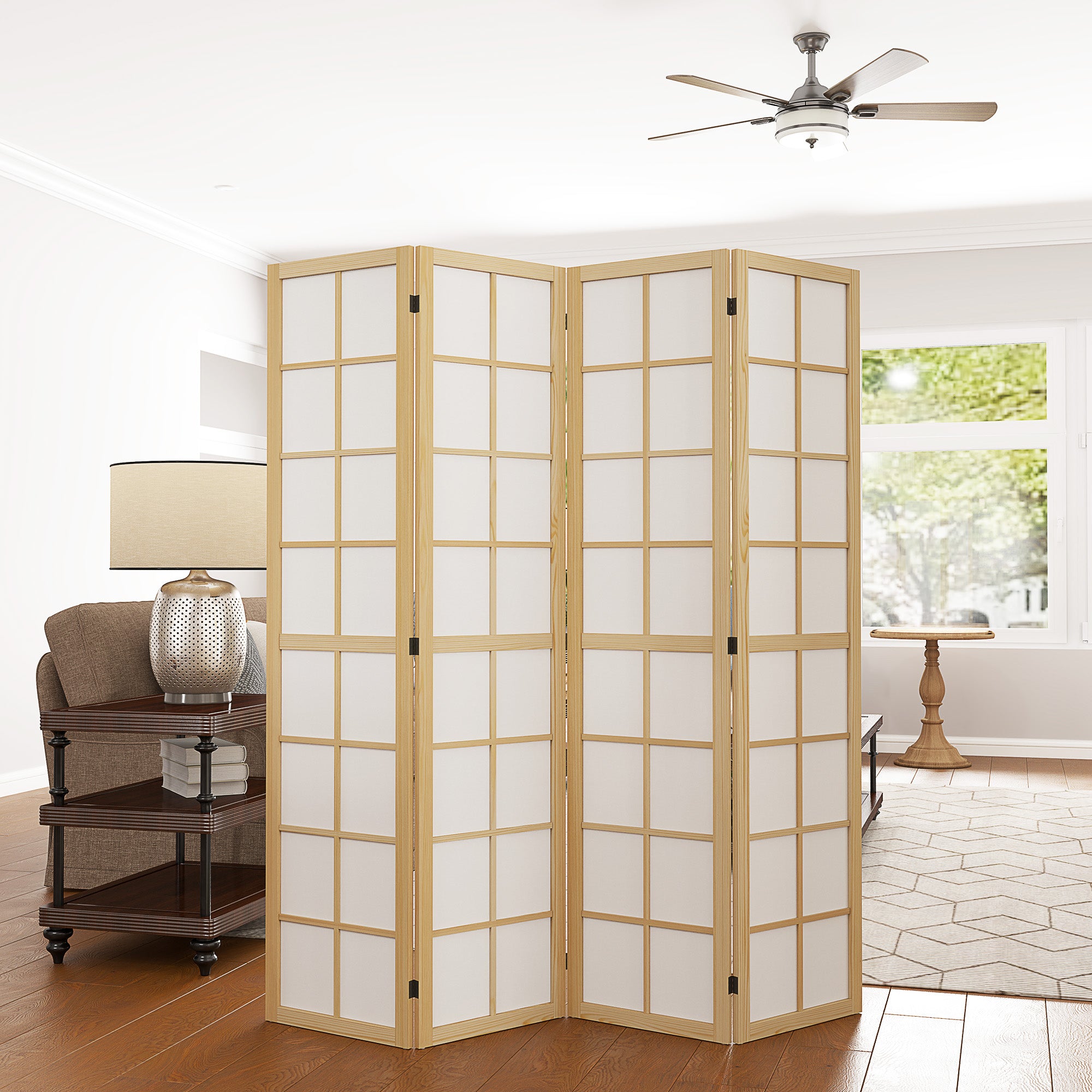 4 Panel Folding Room Divider, Freestanding Room Separator, Indoor Privacy Screen for Living Room, Bedroom, 160 x 170cm