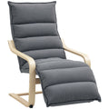 Curved Wooden Accent Lounge Chair with Adjustable Footrest - Drak Grey