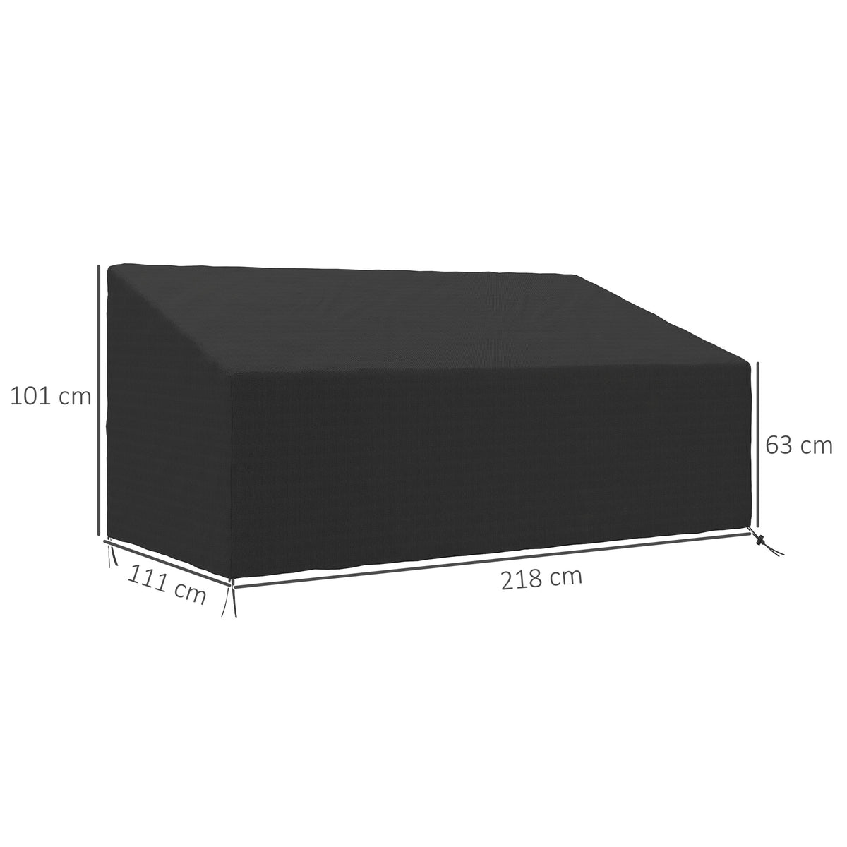 600D Oxford Cloth 3 Seater Sofa Furniture Cover Waterproof for Garden Patio - Black