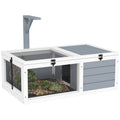 Wooden Tortoise Enclosure with Lamp Holder for Indoor & Outdoor Use - Light Grey