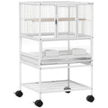 Bird Cage with Rolling Stand, Acrylic Viewing Panels, Storage Shelf, for Budgie, Parakeet, 48 x 46 x 83 cm