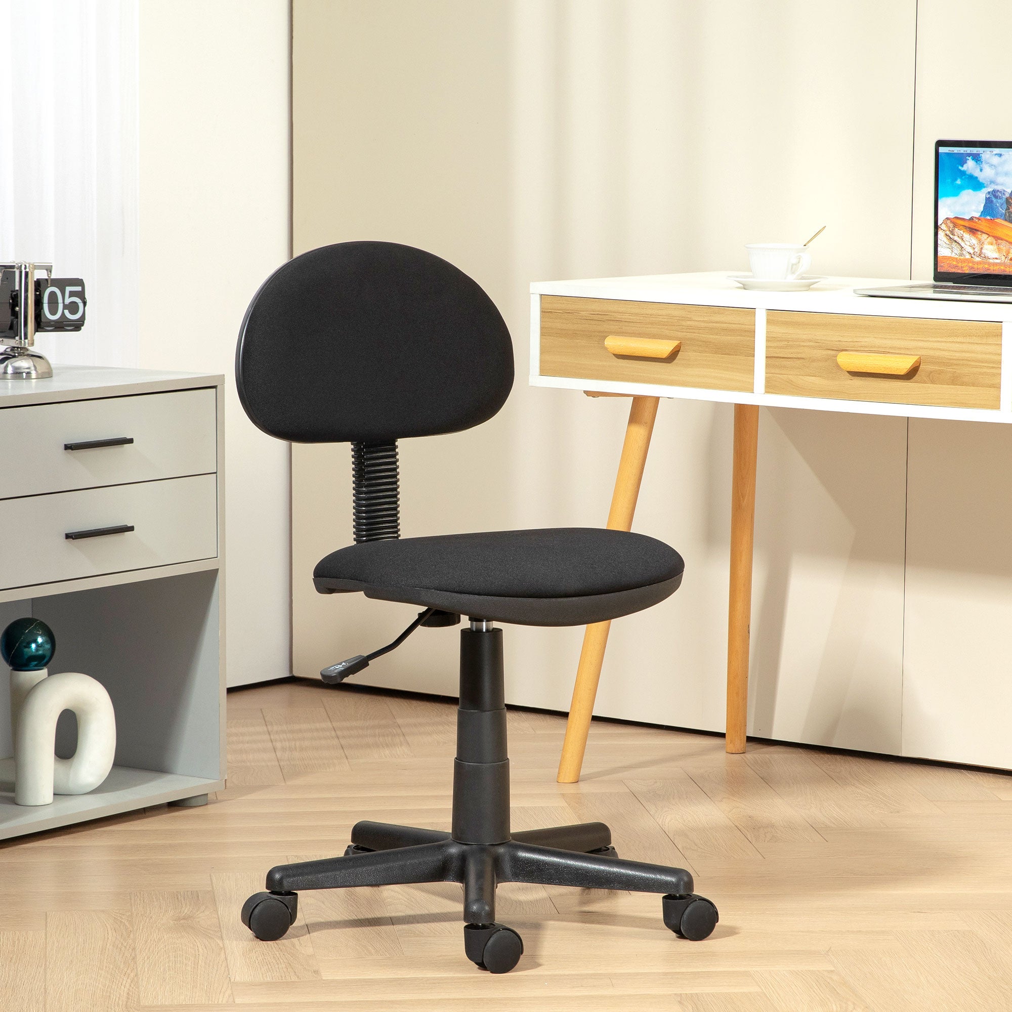 Small Armless Office Chair - Black