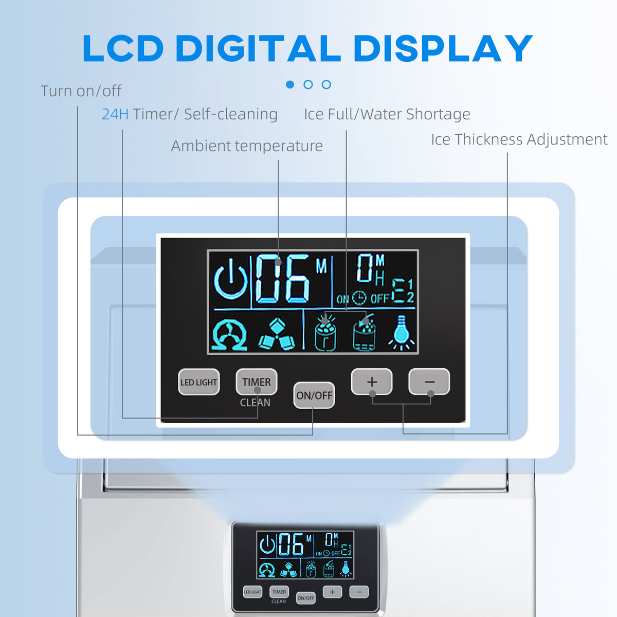 Commercial Ice Maker Machine 30kg/24h with Digital Control, Self-Cleaning & Ice Scoop, 4kg Storage - Silver Black