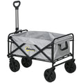 Folding Cargo Wagon Trolley with Telescopic Handle and Multi-Terrain Wheels - Dark Grey