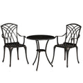 3-Piece Cast Aluminium Garden Dining Set for 2 with Parasol Hole - Bronze Tone