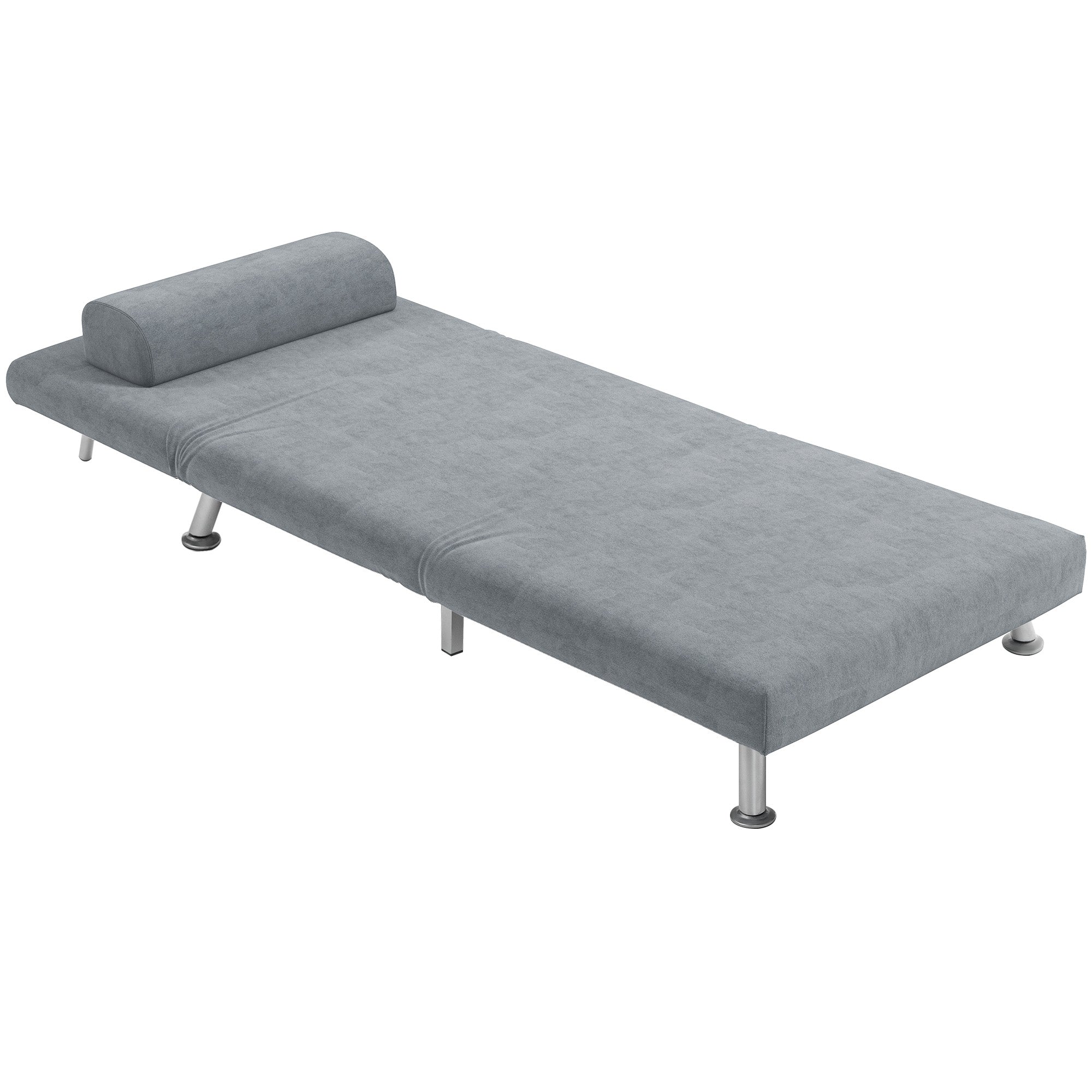 Single Velvet-Feel 3-in-1 Sleeper Chair with Adjustable Backrest - Grey