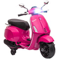 12V Vespa Licensed Kids Electric Motorbike with Music, Headlights & FM Radio for Ages 3-6 - Pink