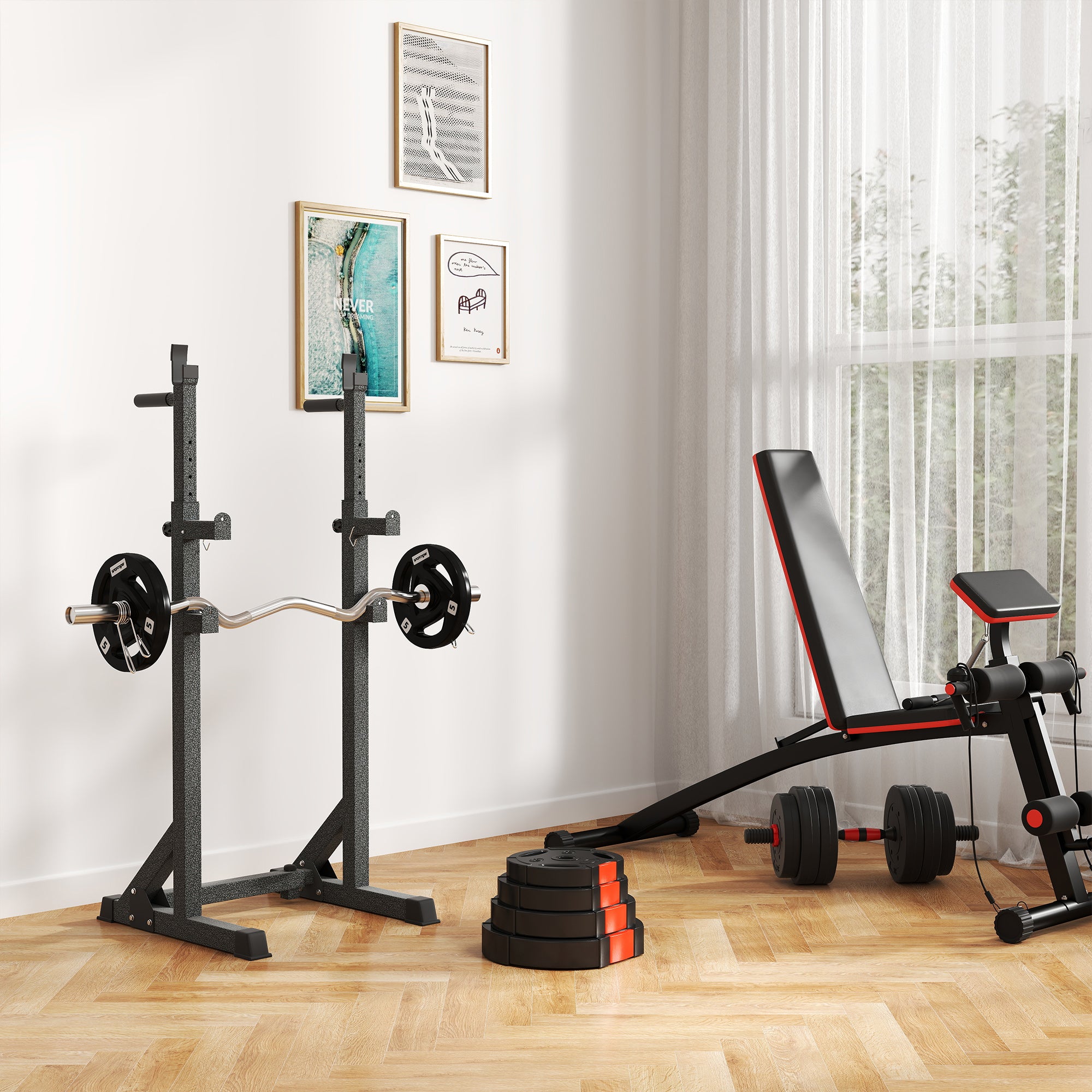 Weight Plates Set, with Two 7.5kg and Two 5kg weights, Black