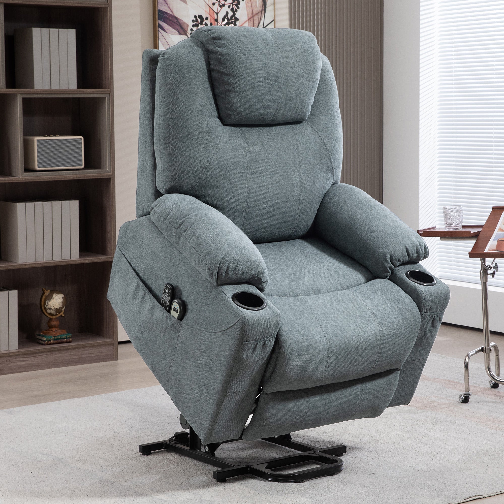 Lift-And-Recline Massage Armchair, with Heat - Grey