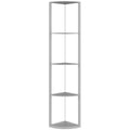 RGB LED Floor Lamp with Shelves, 5-Tier Dimmable Standing Lamp with Adjustable Brightness and Remote Control, Modern Corner Display Shelf Unit for Living Room Bedroom Office, Grey