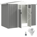 8x4 ft Metal Garden Storage Shed with Window and Lockable Door - Light Grey