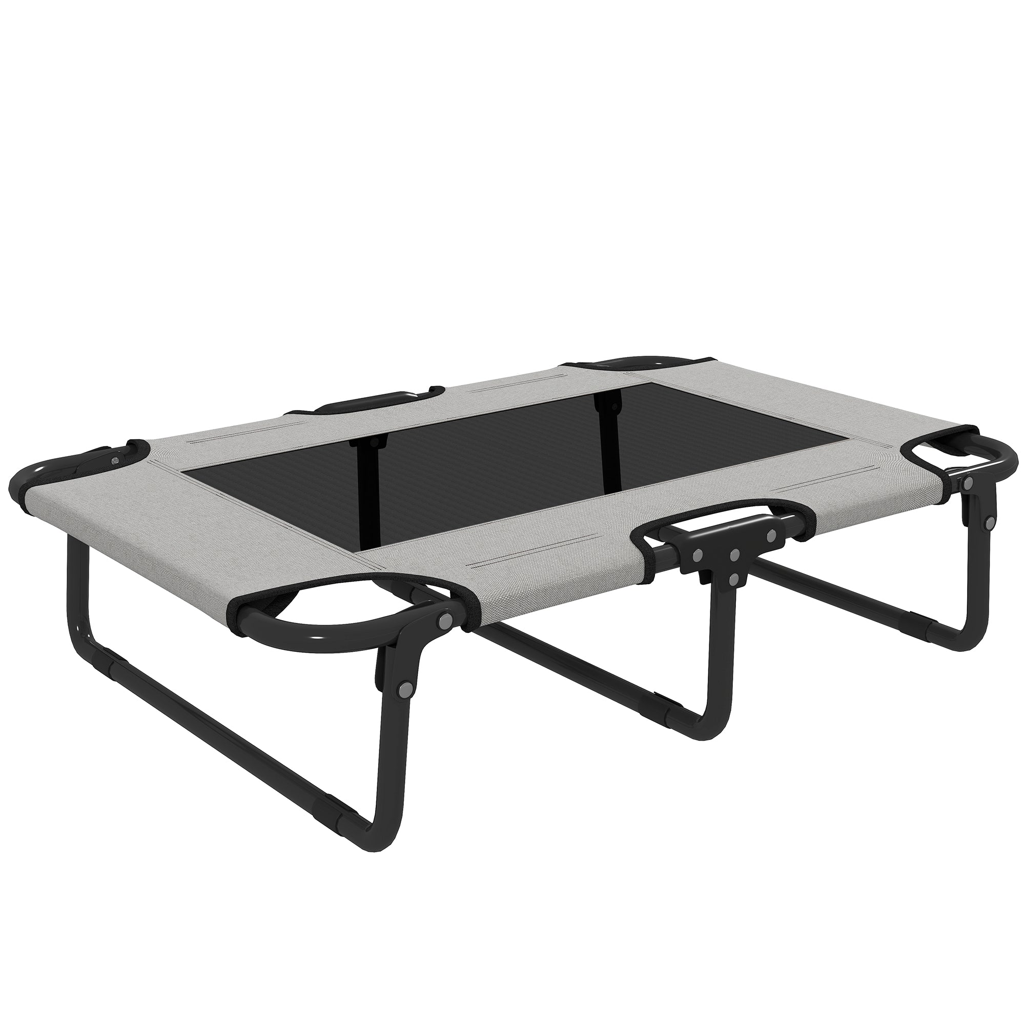 Portable Raised Dog Bed, Elevated Pet Cot with Breathable Mesh for Indoor Outdoor, for Small Medium Dogs, Light Grey