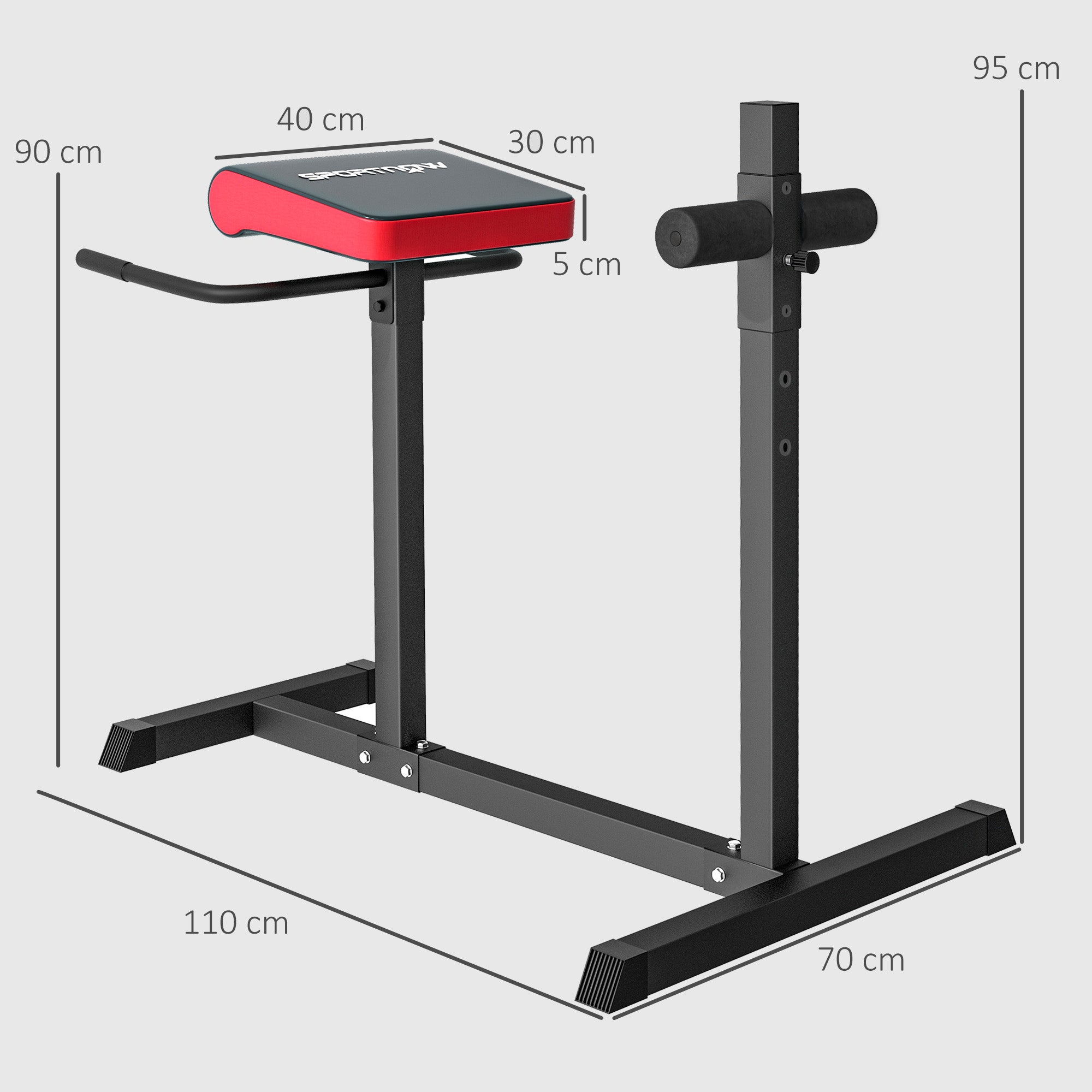 Back Extension Roman Chair, Hyperextension Bench with Adjustable Leg Roller for Back, Abdominal and Gluteal Training