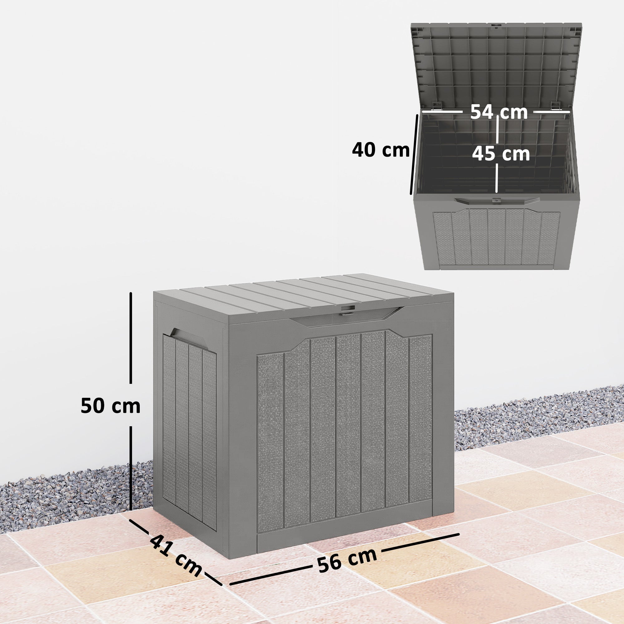 93L Plastic Garden Storage Box, Outdoor Storage Box with Handles, Waterproof Outdoor Storage Container, Khaki