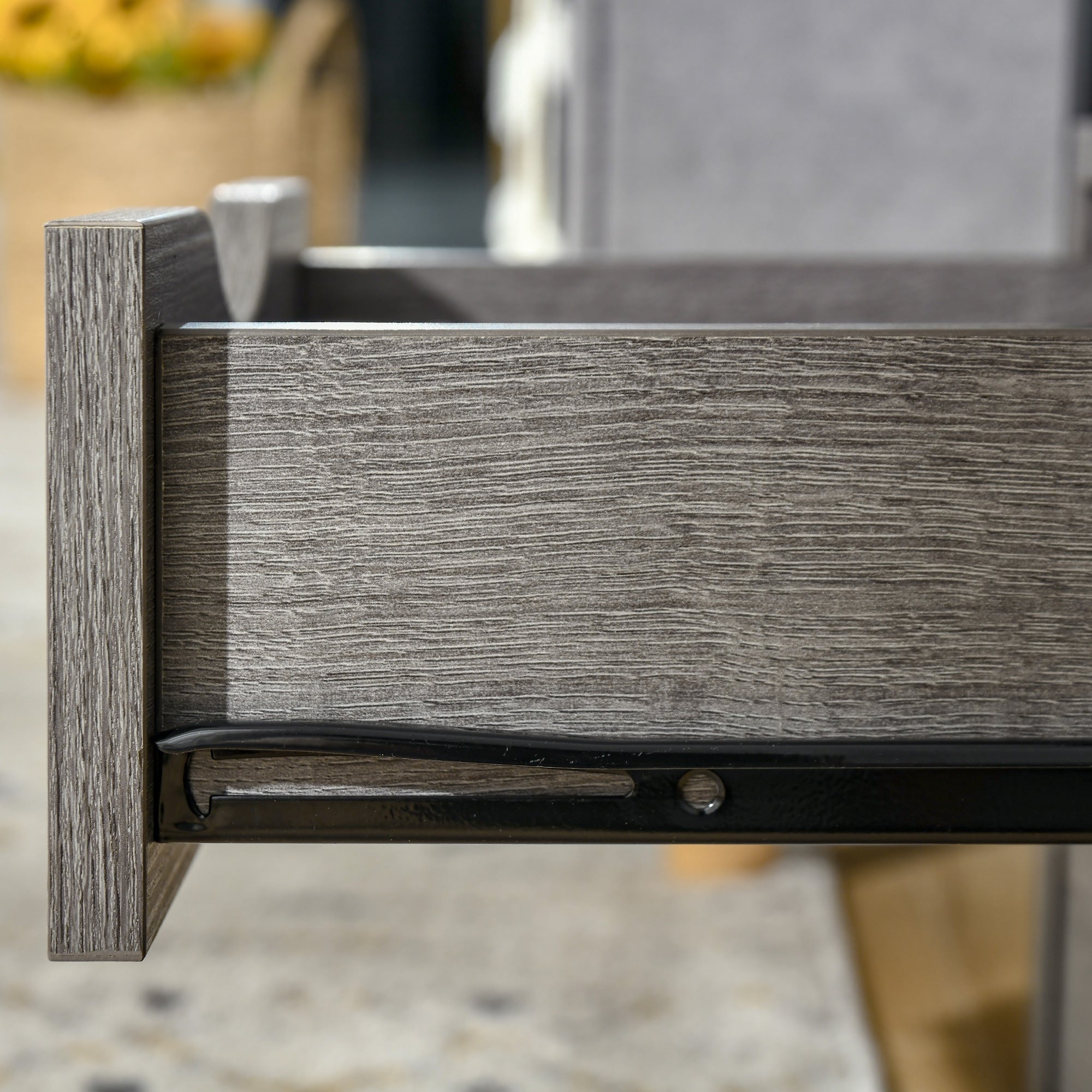 Industrial Side Table with Drawer, Sofa Table, Bedside Cabinet with Storage Shelf, Slim Nightstand for Living Room, Bedroom, Grey