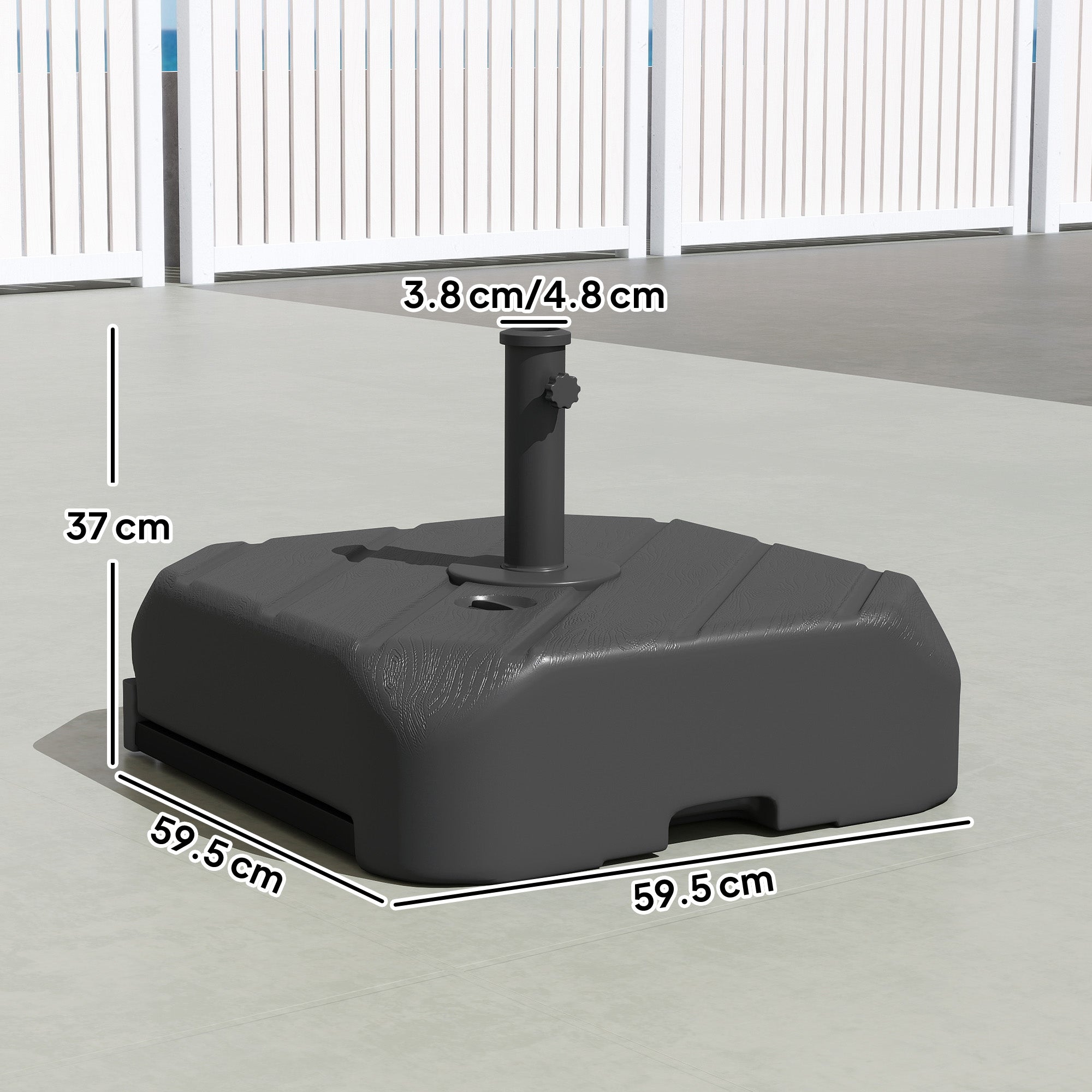 Garden Parasol Base with Wheels, Telescopic Handle, 72 kg /45 kg Fillable Sun Umbrella Base Parasol Stand, Black