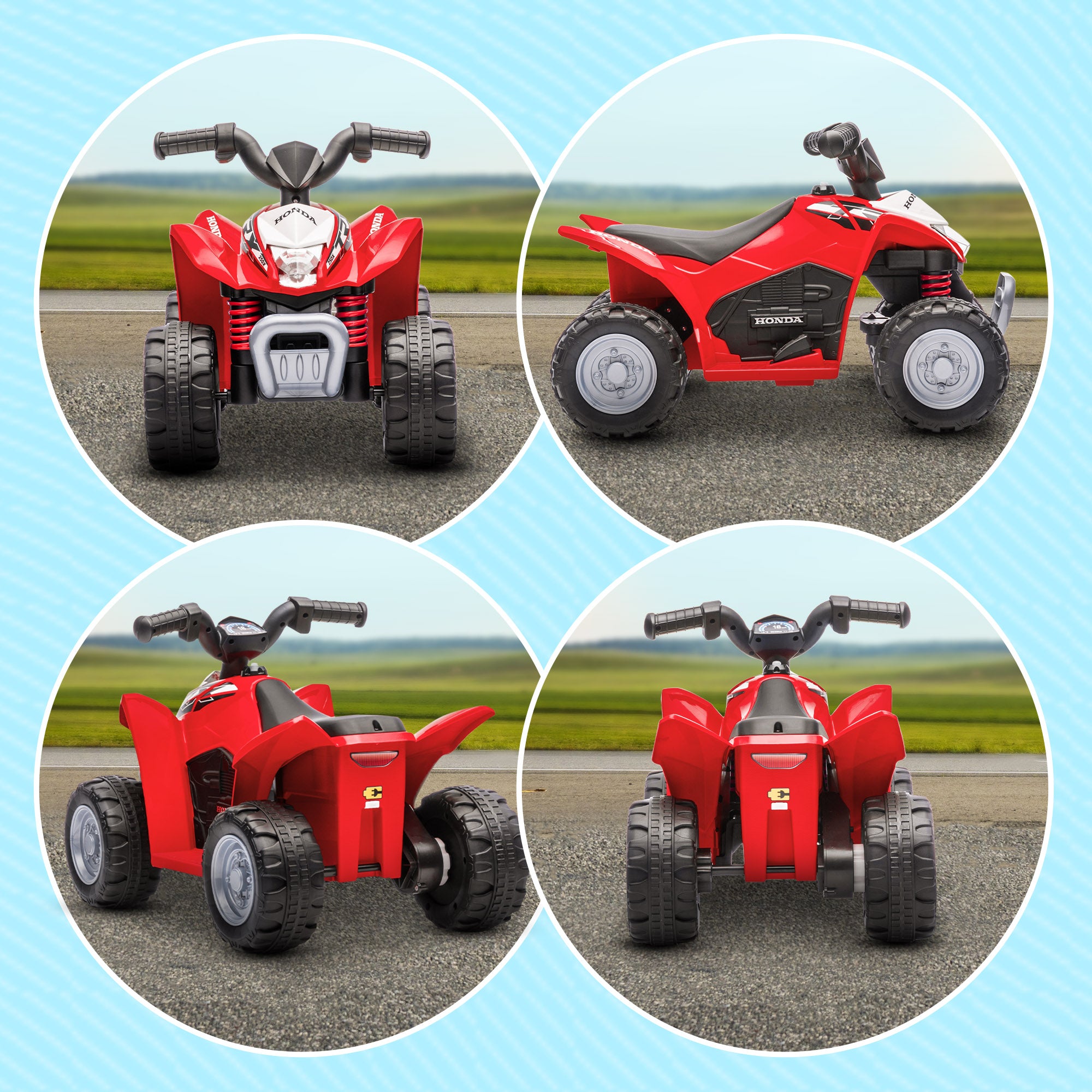 Honda Licensed Kids Electric Quad Bike, 6V ATV Ride On for Ages 1.5-3 Years, Red