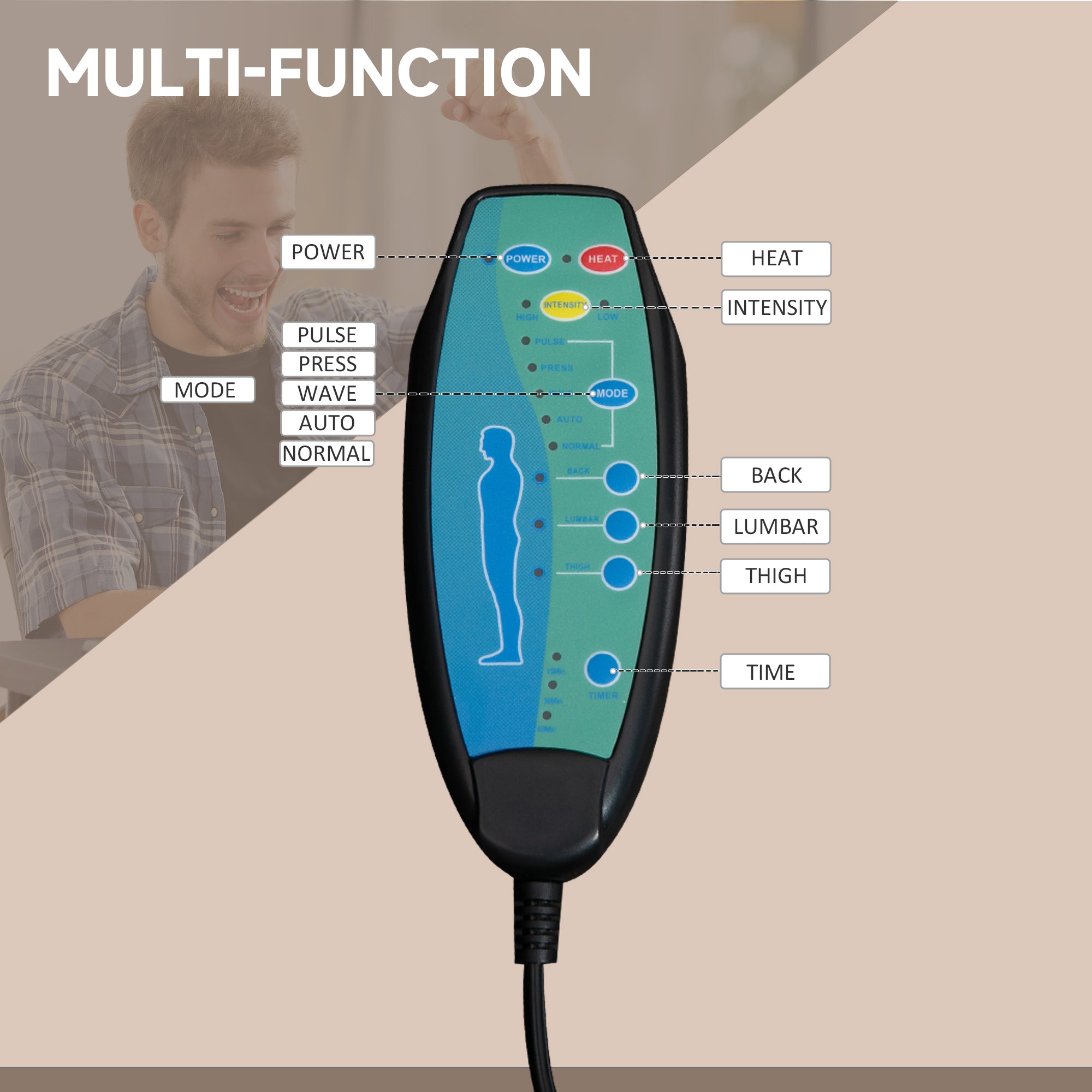 Office Chair with Massage and Heat, Microfibre Reclining Computer Desk Chair with Footrest and Adjustable Height, Swivel Wheels for Home Office, Brown