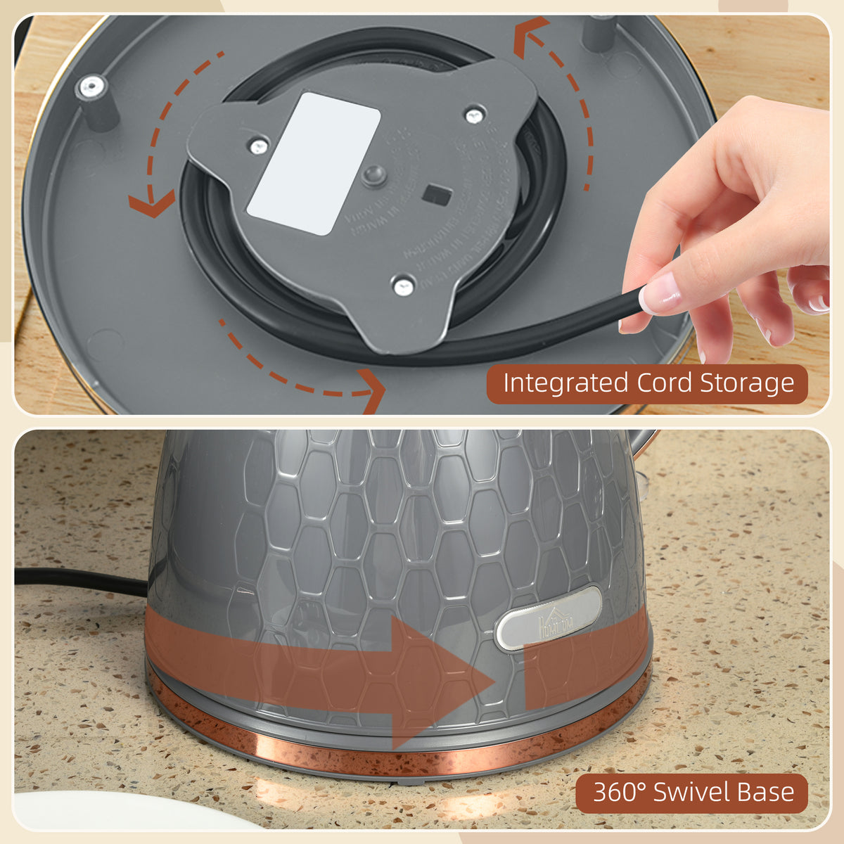 3kW Rapid Boil Honeycomb Kettle 1.7L - Grey