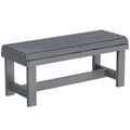 Wooden Outdoor Bench, 2 Seater Garden Bench, Backless Patio Bench with Slatted Curved Seat, Grey Embossed Finish