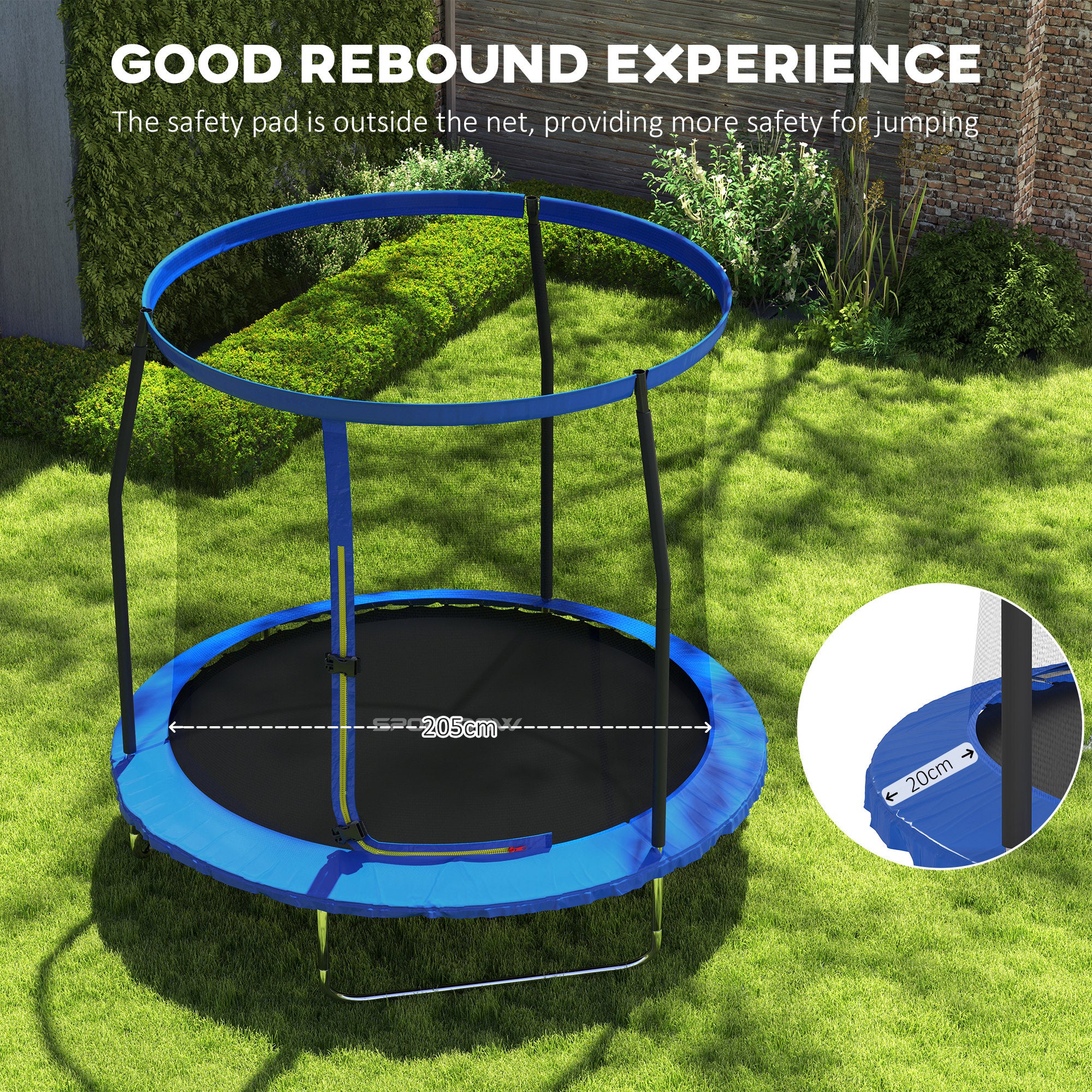 8ft Trampoline with Safety Enclosure Net, Steel Frame Outdoor Trampoline, with Edge, Safety Cover