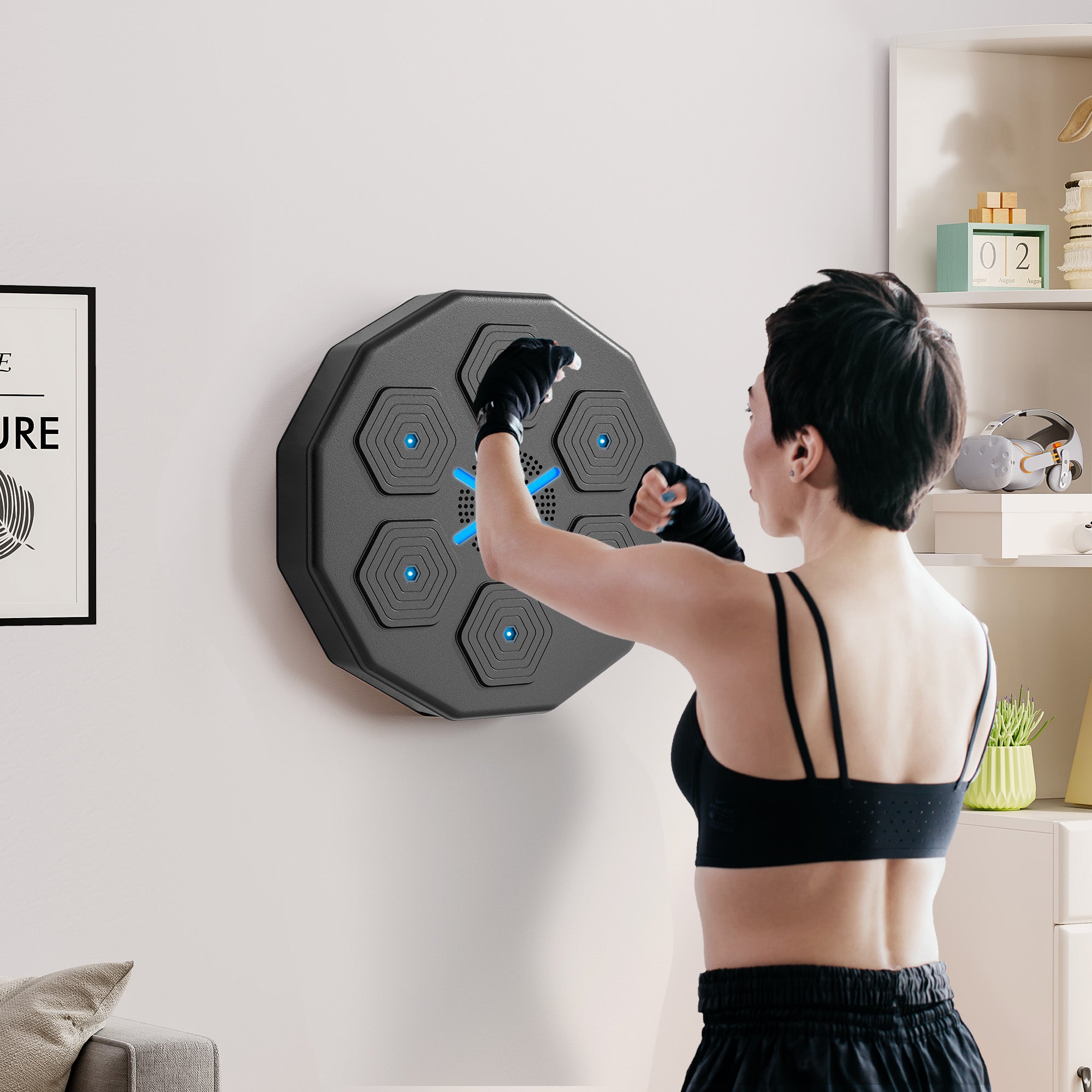 Music Boxing Machine with Bluetooth Connection and LED Light Smart, Wall Mounted for Punching Beat Boxing Training