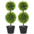 Set of 2 Decorative Artificial Trees, Topiary Ball-shaped Boxwood Trees in Pot with Cypress Leaves, Fake Plants for Home Indoor outdoor Decor, 60cm, 2 Tree Balls