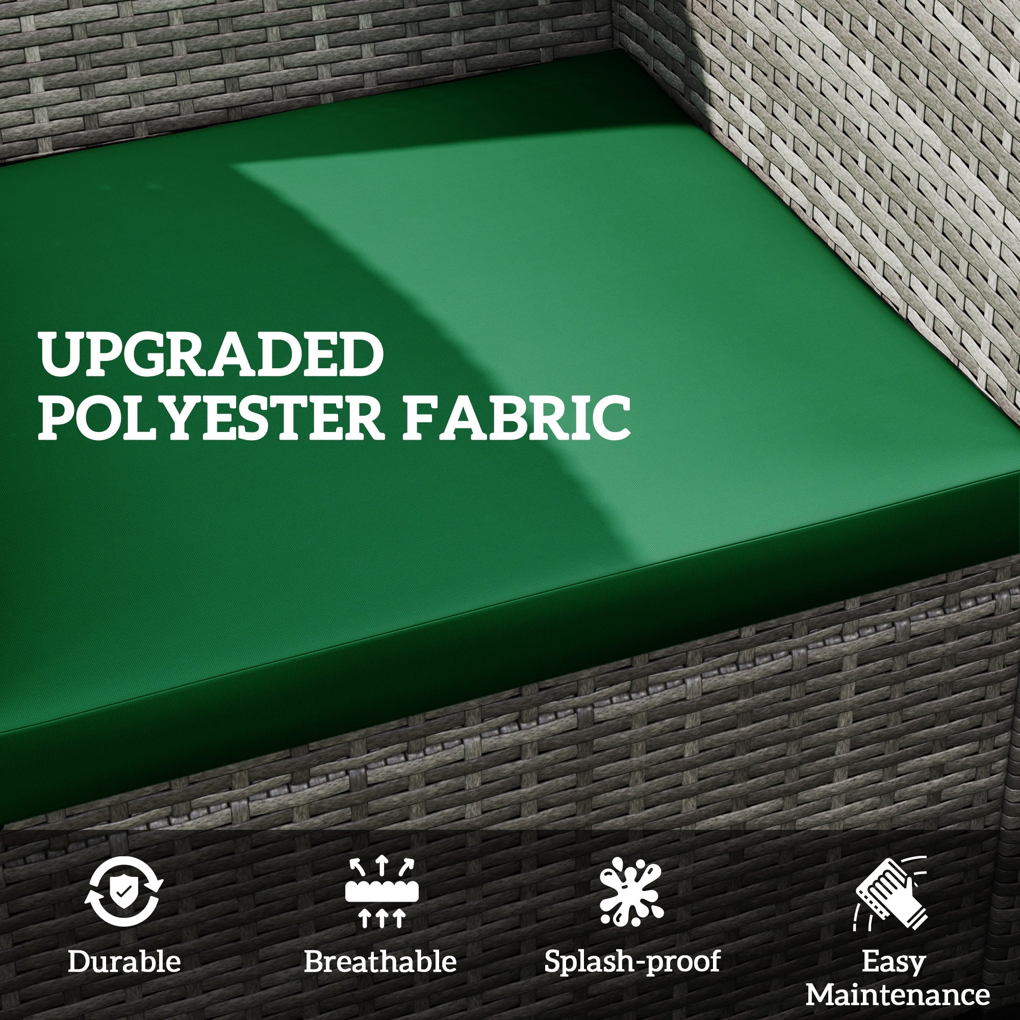 3 Piece Rattan Outdoor Seat Cushion Set - Green