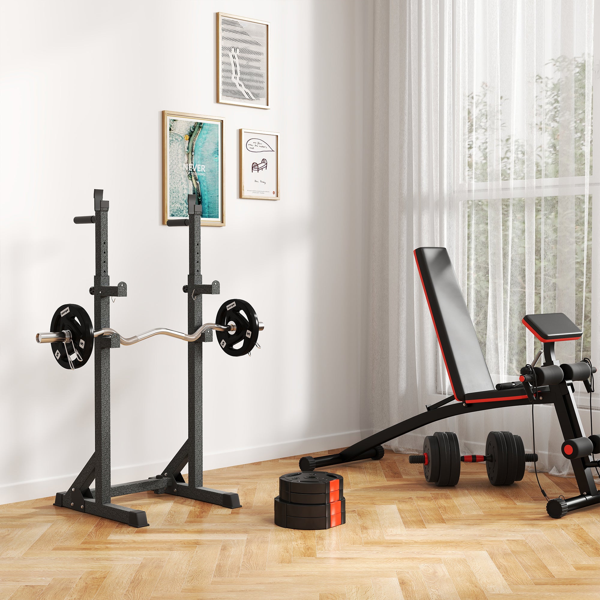 Weight Plates Set, with Two 5kg and Two 2.5kg weights, Black